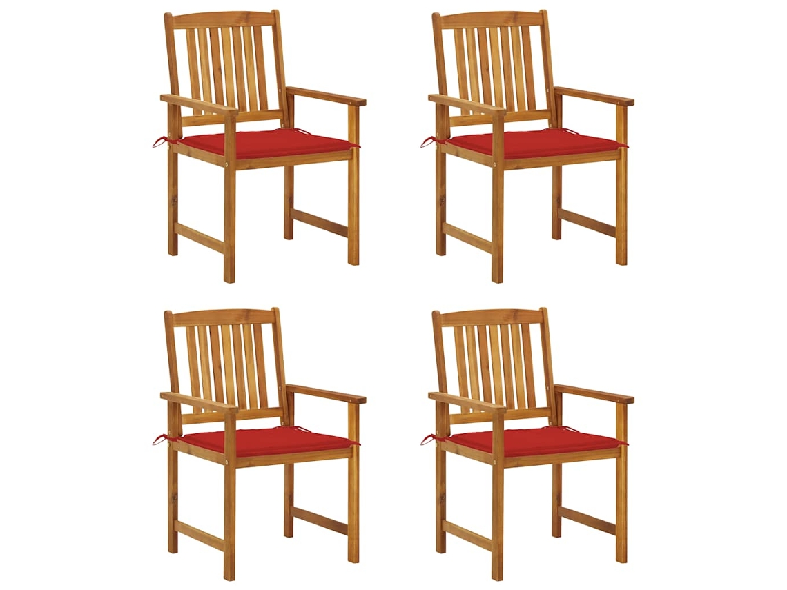 Vidaxl Cadeiras De Jardim C/ Almofadões 4 Pcs Madeira De Acácia Maciça
