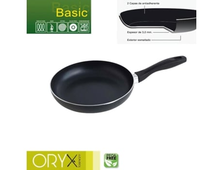 Oryx sartén aluminio antiadherente basic, alta resistencia, apta inducción, libre pfoa, diámetro 24 cm, espesor 3 mm.