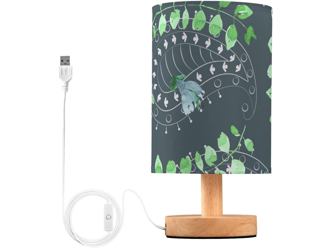 Luminária De Mesa Pequena E Elegante Da Kll Com Estampa Paisley 12-ideal Para Estudo Ou Lateral