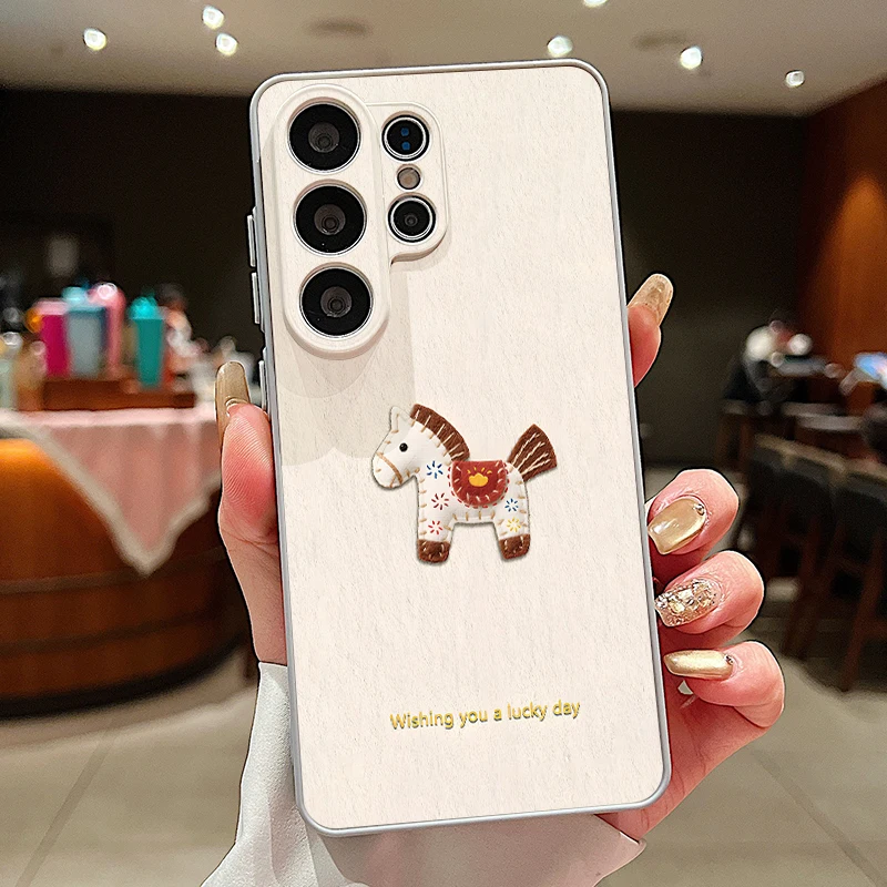 Capa Magnética Para Celular Galaxy A55 Com Estampa De Cavalinho Fofo (cinza).
