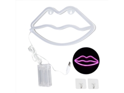 Luz neon em forma de lábio Led, USB/bateria, decoração de quarto, bar, festivais, rosa