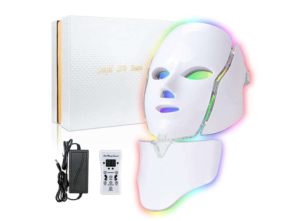 Máscara de Beleza Led, 7 Cores, Terapia com Luz Vermelha, Rejuvenescimento Facial, Antirrugas, Clareadora. MDUG