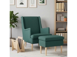 Vidaxl Poltrona Com Puff 2 Unid. Verde-escuro Tecido