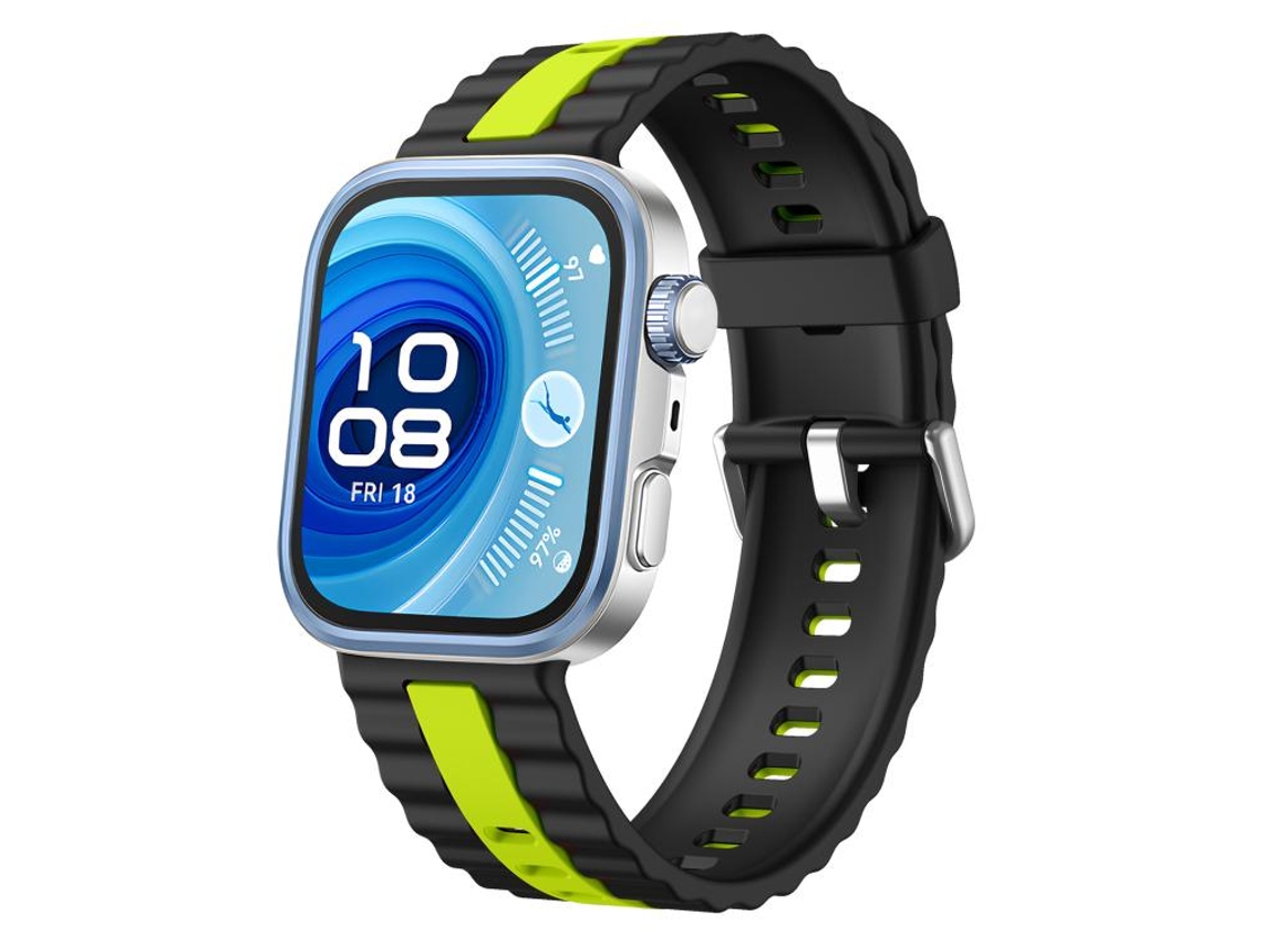 Bracelete Para Huawei Watch Fit 4 Pro / Fit 4 / Fit 3 - Silicone Bicolor - Listras Verticais Preto + Verde