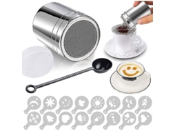 Shaker De Cacau De Aço Inoxidável 304 Com Tampa E 16 Modelos Para Açúcar Em Pó E Especiarias