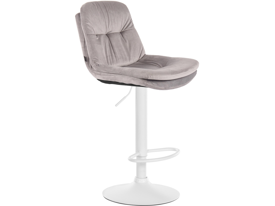 Banco De Bar Em Veludo Laurel Cinza/metal Fosco Branco Clp