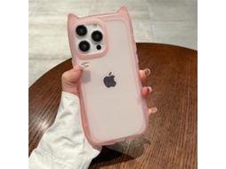 Capa Transparente Rosa Com Orelhas De Gato Para Iphone 17, Cor Sólida E Resistente A Impactos.