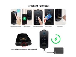 Trava Digital Inteligente Resistente À Água com 5 Funções