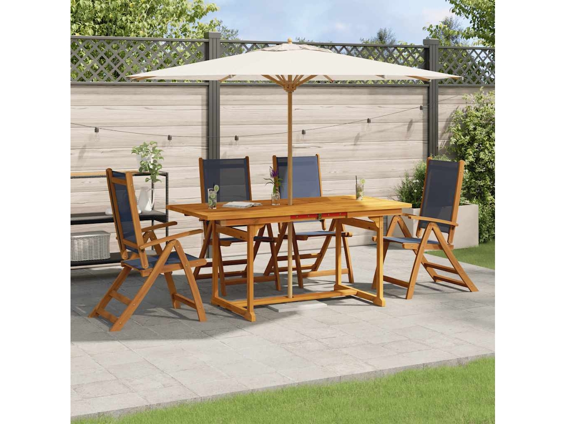 Vidaxl 5 Pcs Conjunto De Jantar Para Jardim Acácia Maciça E Textilene