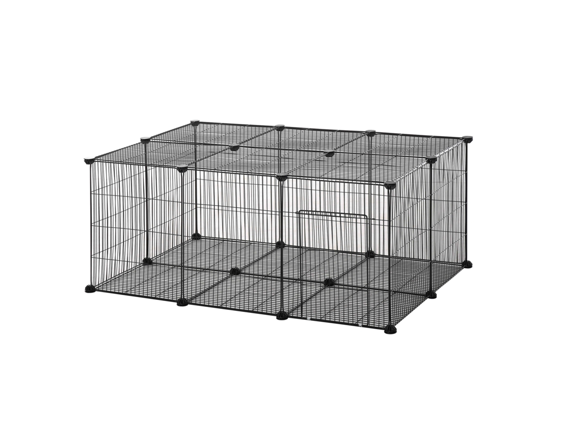 Recinto De Estimação Diy S Com 22 Painéis E Porta Modular Para Coelhos 105x70x45 Cm Preto
