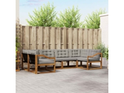 Vidaxl Conjunto De Sofás Para Exterior 6 Pcs Cinza Natural E Claro