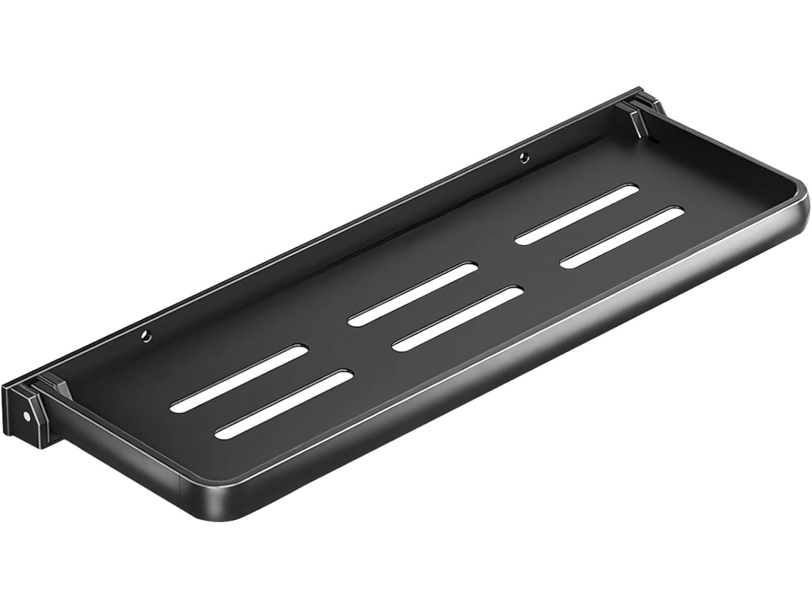 Prateleira Dobrável De Parede Preta, 30x 12, 7cm, Em Alumínio, Para Banheiro, Suporte Dobrável Que Economiza Espaço Na