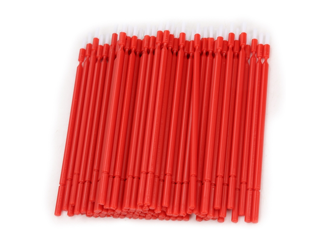 100 Escovillas Micro Aplicadores Dentales Desecháveis Com Cabos Flexíveis (vermelho)