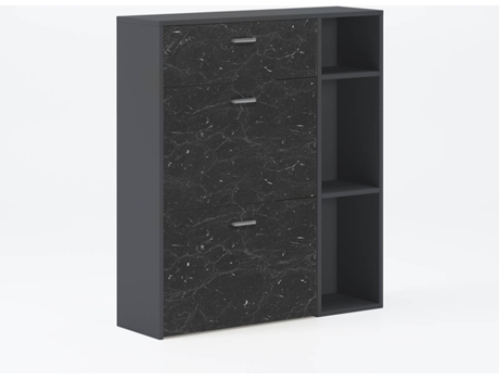 Sapateira  Melamina (Cinzento Escuro - Mármore Preto - 90x26x101.5 cm)