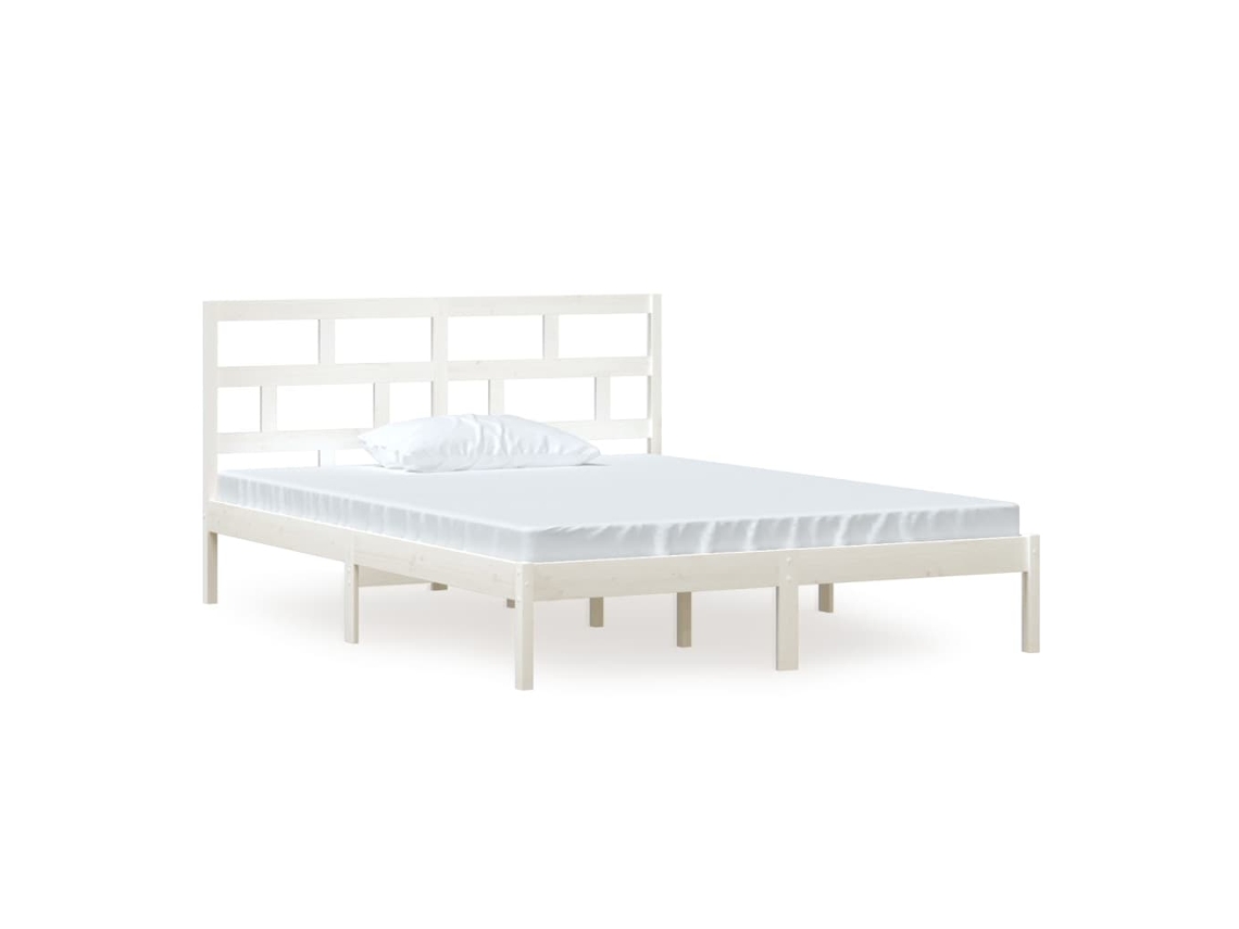 Estrutura de Cama King 150x200 cm Madeira Maciça Branco MAISON EXCLUSIVE