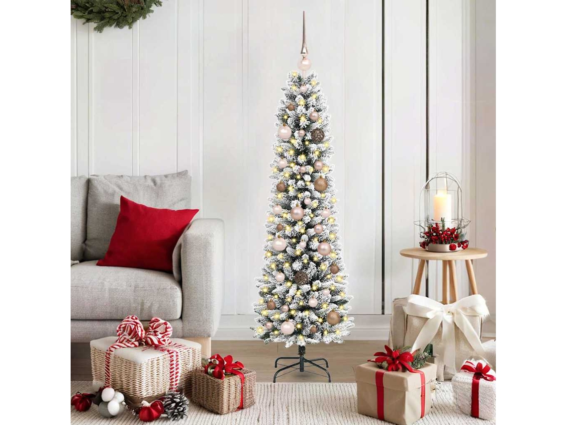 Vidaxl Árvore De Natal Artificial Branco 150 Cm Pvc, Metal E Plástico