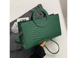 Bolsa de Ombro Feminina Pu com Alça Anel Fashion Casual Ajustável Verde F