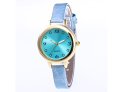 Reloj Mujer Zhoulianfa De Acero Con Correa Pu Delgada Cuadro Redondo Azul Claro