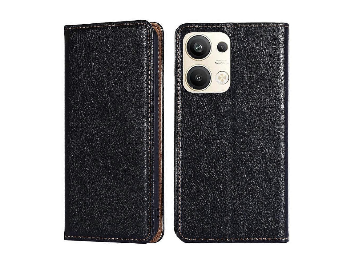 Capa De Celular Em Couro Magnético Com Acabamento Brilhante E Cor Sólida Para Oppo 9 Pro+ 5g