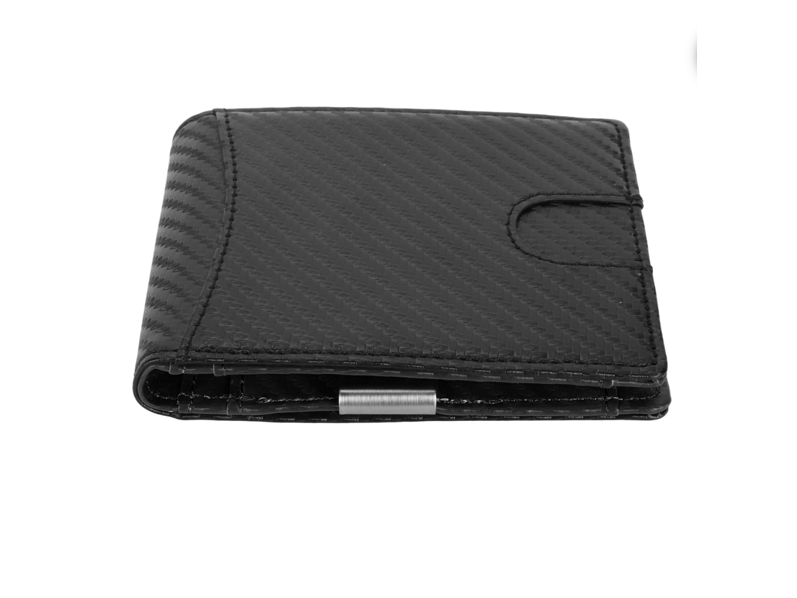 Cartera Delgada Para Hombre Com 10 Ranhuras Para Cartões Rfid Bloqueio Clip De Dinheiro Preto