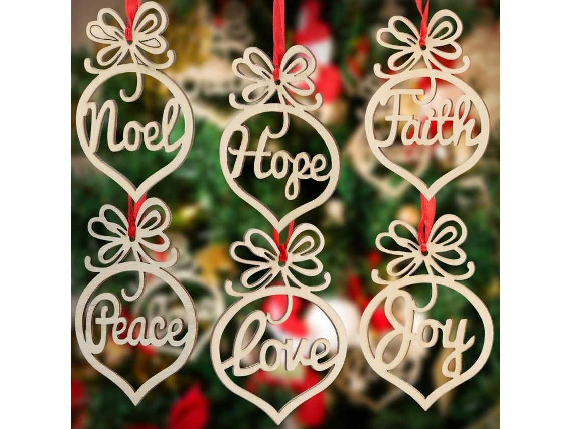 6 Ornamentos de Madeira para Natal | S/MARCA