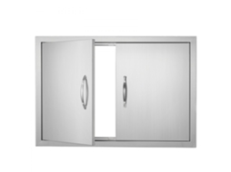 Porta Dupla Em Inox 774x533mm Para Ilha De Grelhador Ou Armário Exterior Tekmaquinas