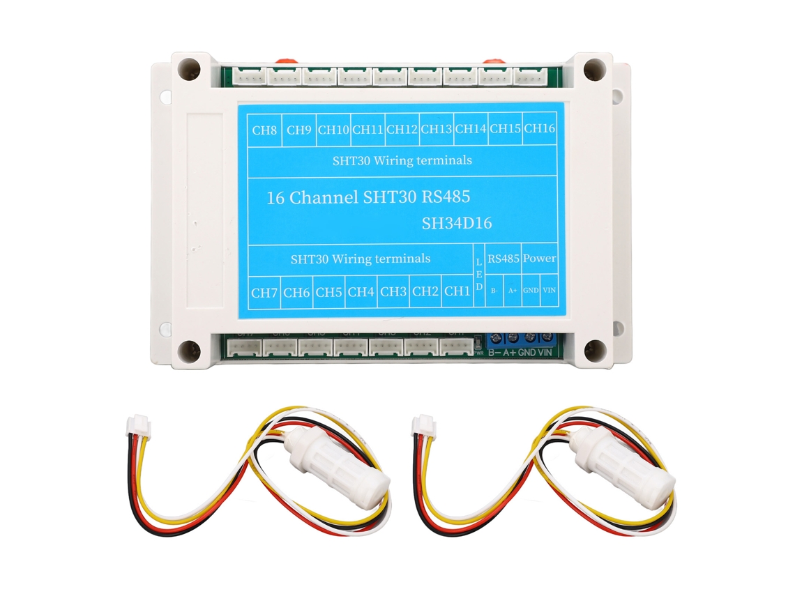 Módulo Sensor De Temperatura E Umidade Rs485 Placa Coletora 16ch Rtu Componentes Eletrônicos Dc8-30v