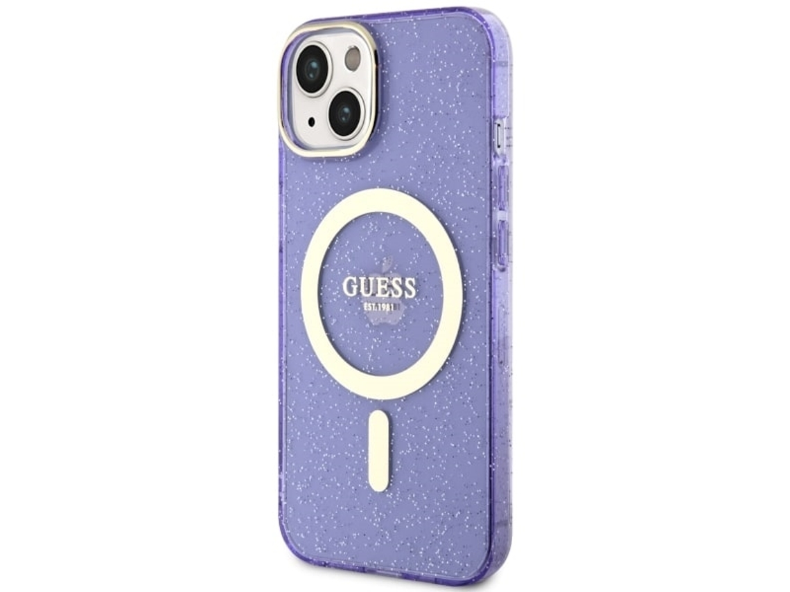Capa para iPhone 14 GUESS Pele Sintética Rígida Roxo