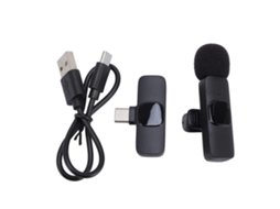 Aetheria microfone Lavalier Sem Fio Type C Recarregável com Redução de Ruído Clip On para Gravação de Vídeo Vlog