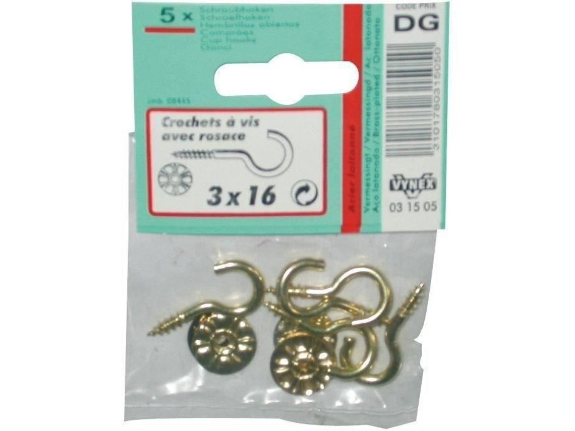 Gancho Aço Latão Com Roseta 4x30 Mm Vynex
