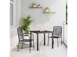 Vidaxl Conjunto De Jantar Para Jardim 3 Pcs Preto Aço Revestido A Pó