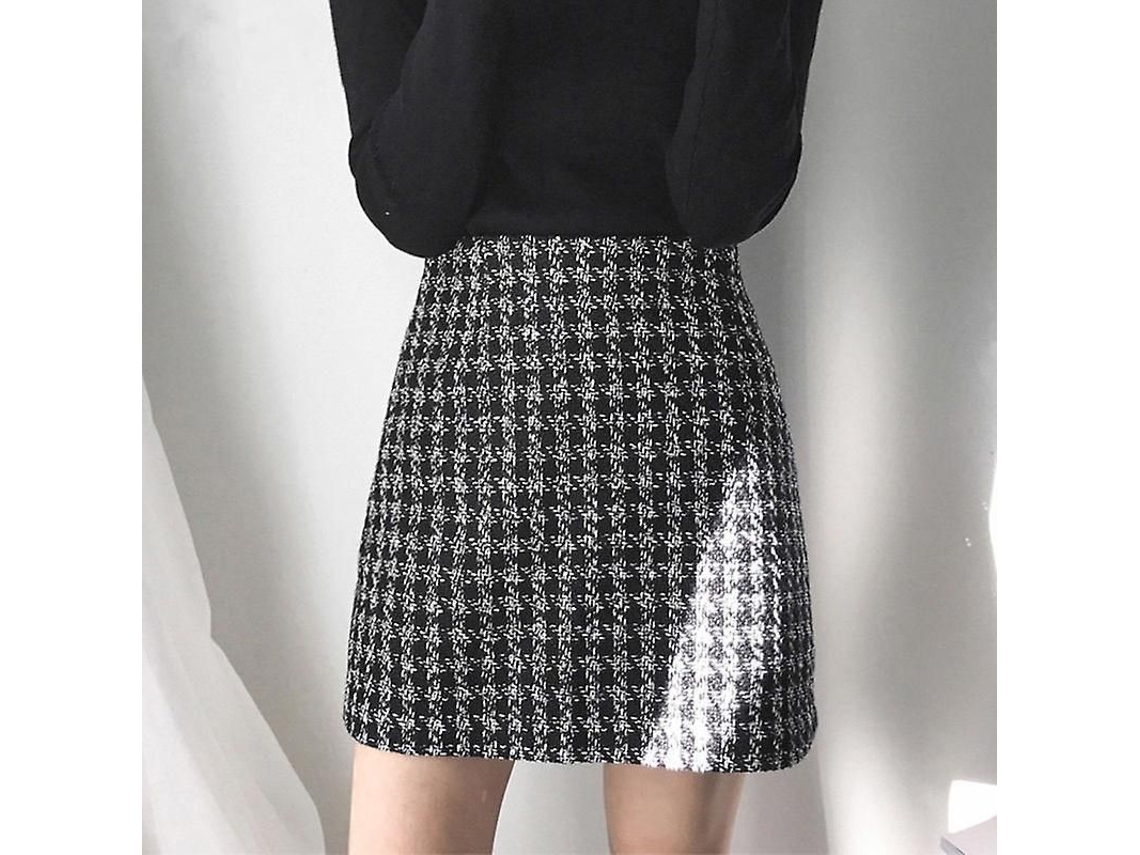 Vestido Plaid A-line Para Mulheres 18-35 Anos, Estilo Office Lady, Mini Acima Do Joelho