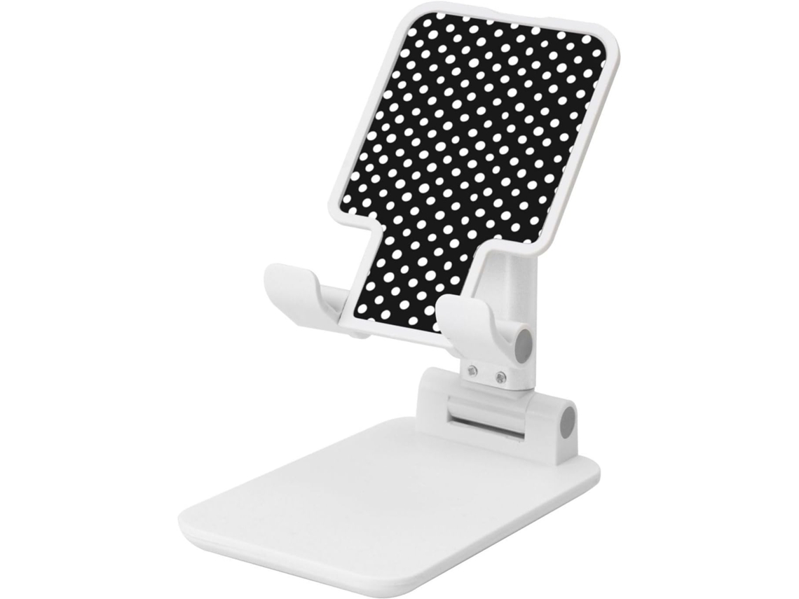 Suporte Dobrável Para Celular Com Estampa De Bolinhas Pretas E Brancas Altura Ângulo Ajustáveis Mesa Portátil Compatível