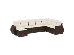 Maison Exclusive - 8 Pcs Conjunto Sofás De Jardim C/ Almofadões Vime Pe Castanho