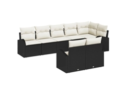 Vidaxl Conjunto De Sofá De Jardim 8 Unid. Preto E Branco Vime Pe