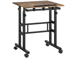 Mesa de Cozinha com Altura Regulável, Prateleira, Rodízios, Estilo Rústico Castanho, para Computador, 60 X 60 X 70,5 120 Cm PENGJIANG SHOP