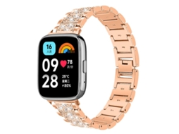 Bracelete para Redmi Watch 3 Active / Lite Aço Inoxidável com Joias de Diamante Ouro Rosa XIAOMOYU (20mm)
