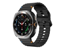 Bracelete Para Samsung Galaxy Watch Ultra - Silicone Com Grãos Ondeado Costurado (47mm) - Preto