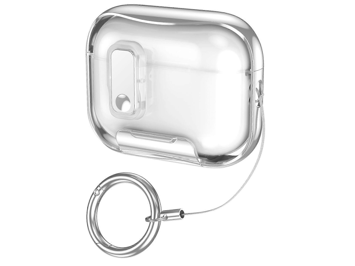 Capa protetora transparente revestida com vidro com acabamento eletrogalvanizado, trava invisível e clipe de anel de metal para AirPods Pro 3. GIECY