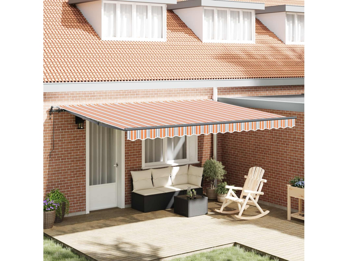 Vidaxl Toldo Retrátil Multicolor 450 × 350 Cm Tecido E Alumínio