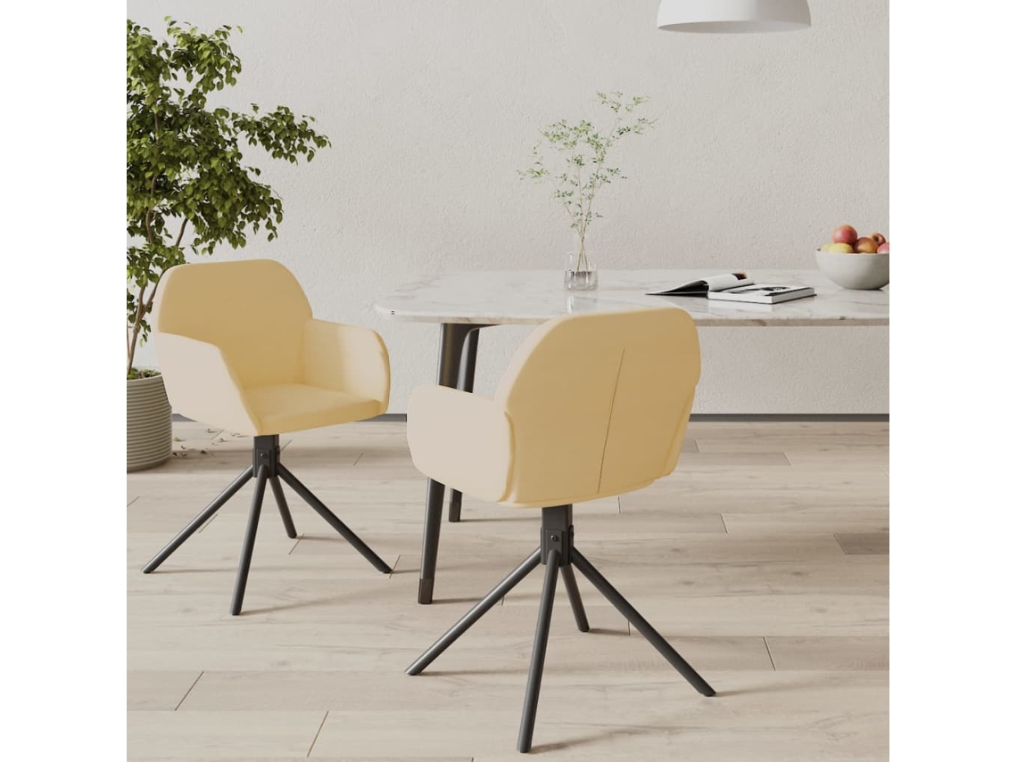 Vidaxl Cadeiras De Jantar Giratórias 2 Pcs Veludo Cor Creme