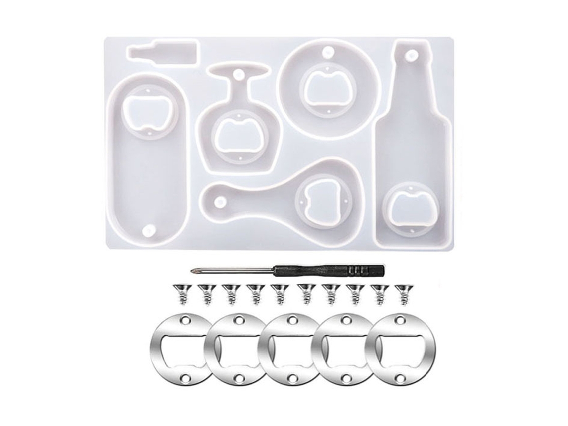 KOFIHETY Molde De Resina Para Abridor De Garrafas, Moldes De Silicone De Durabilidade Excepcional Para Chaveiros Exclusivos, Chave De Cerveja, Com Acessórios D
