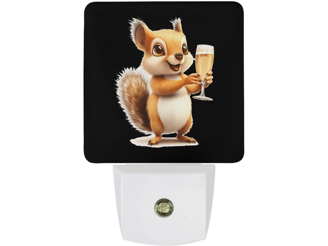 Luminária de parede LED noturna em formato Esquilo com sensor crepuscular.