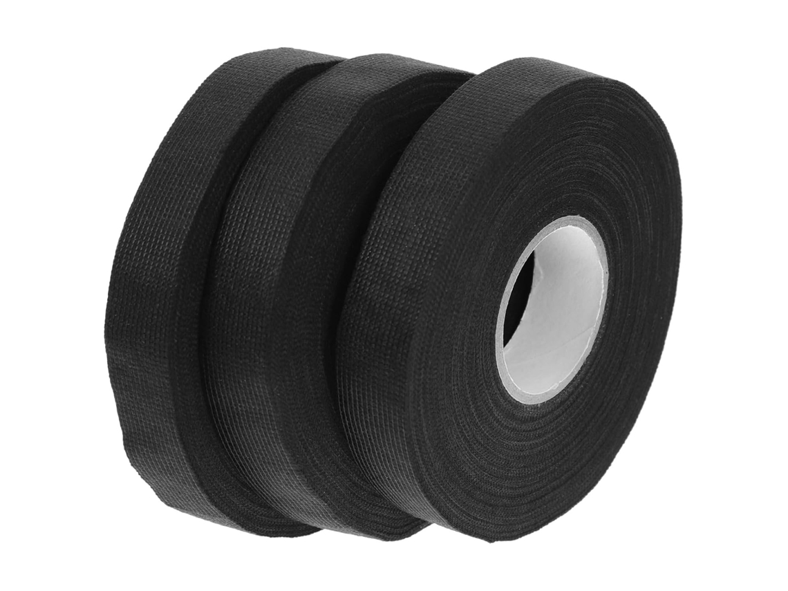 3 Rolos De Fita Isolante Automotiva Preta, Tecido Adesivo Forte, Resistente A Altas Temperaturas Para Fiação E Chicotes