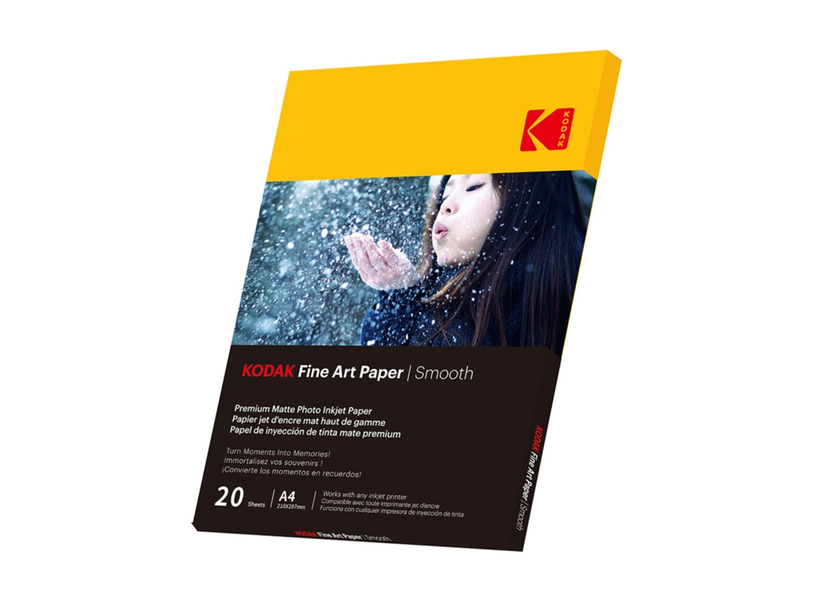 Papel Fotográfico KODAK Fine Art Smooth A4 230 G/M² Branco Pack 20 Folhas