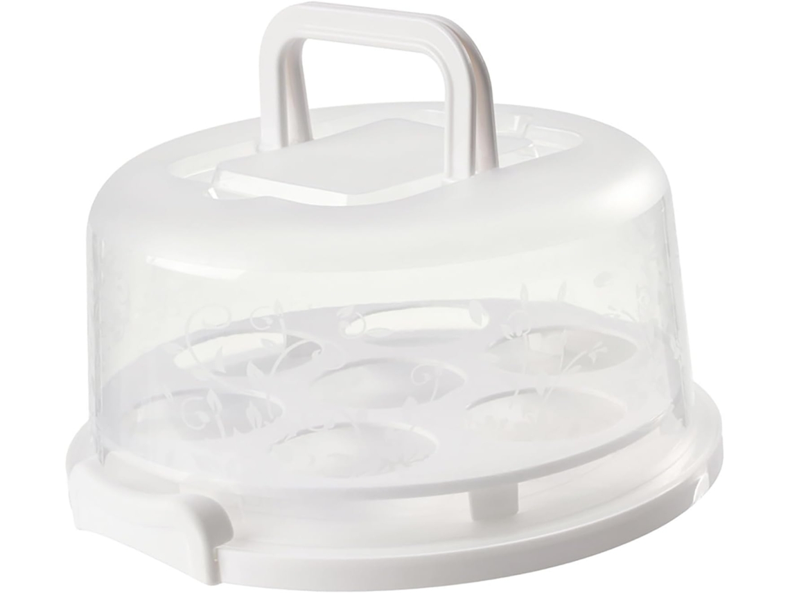 Porta Bolos Redondo Gloglow De 20cm Com Tampa, Material Pp Leve, Duas Alças Para Transporte Seguro, Ideal Para Festas