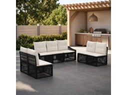 Vidaxl Conjunto De Sofá De Jardim 7 Unid. Preto Vime Pe