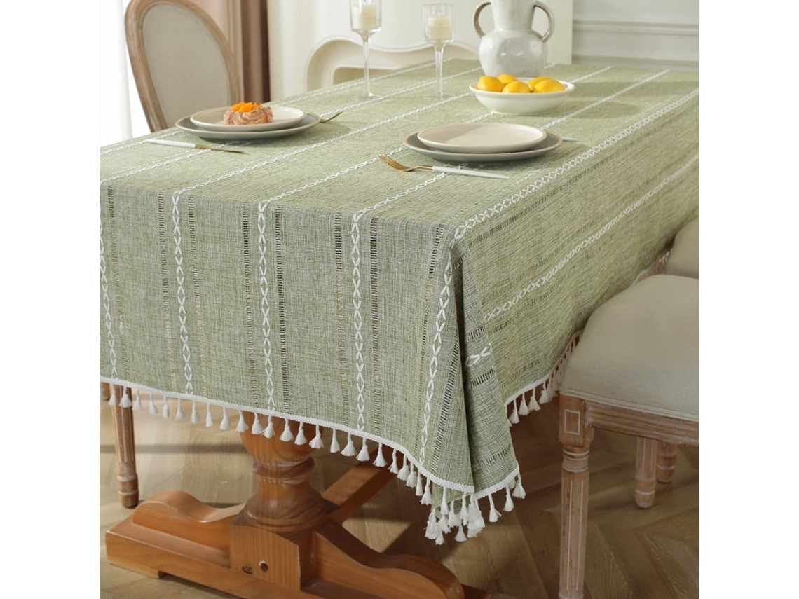 Toalha de Mesa de Algodão e Linho Verde, 140 X 240 Cm ZYBLSSBB