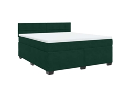 Cama com Molas/colchão 180x200 Cm Veludo Verde escuro MAISON EXCLUSIVE