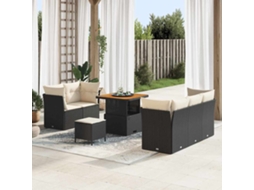 Vidaxl Conjunto De Sofá De Jardim 8 Unid. Preto Vime Pe